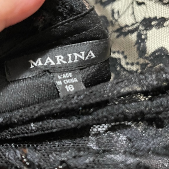 Marina Black Chic Lace Long Sleeves Sheath Dress - Picture 10 of 13